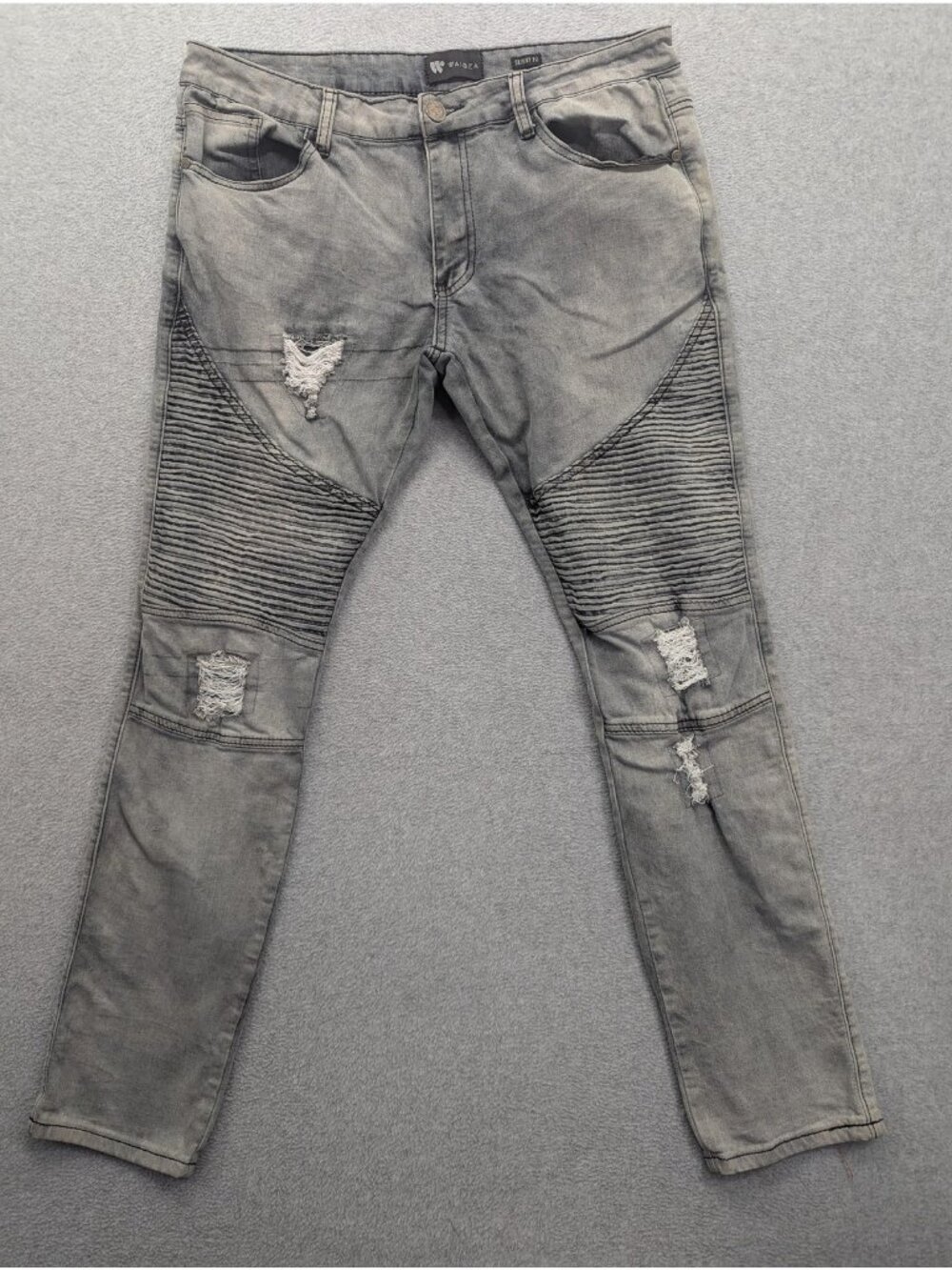 Waimea Skinny Fit Jeans Mens 32x32 Gray Charcoal Wash Distressed Stretch Denim